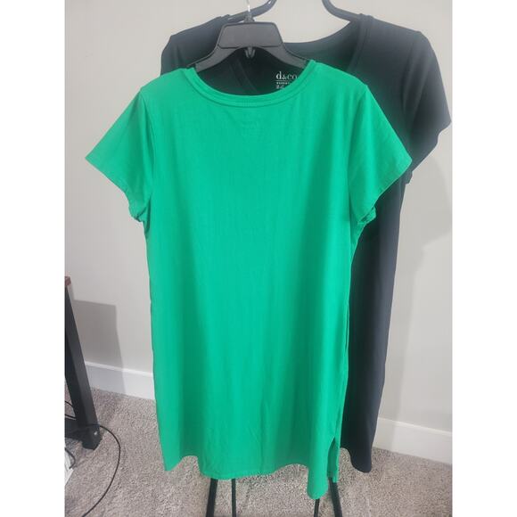 Denim & Co Size PL Black & Green Perfect Jersey Two-Pack Dresses A685416 NWOT - Picture 3 of 10